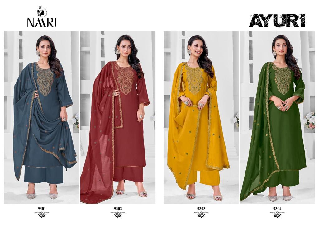 Naari Ayuri Heavy Viscose Model Dress Material Catalog
